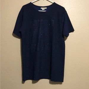 Vintage Hot Chocolate Blue Ruffled Heart Graphic T-Shirt Womens M USA Made